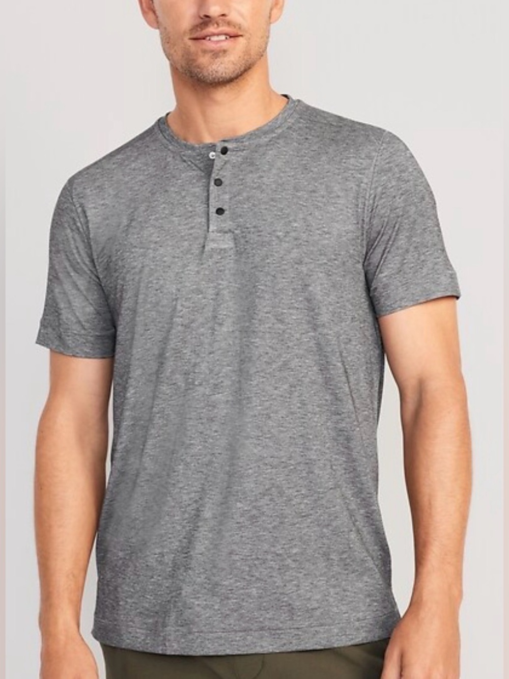 Old Navy Men's Heather Gray Short-Sleeve Henley